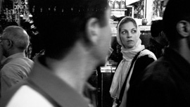 Heather walking in Tehran bazaar