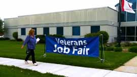 Cindy attends a Veterans Job Fair in hopes to find a job.
