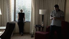 Sharif El-Gamal prays before a speech with his wife Rebekah, Washington 