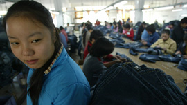 Jasmine’s first day at the jeans factory