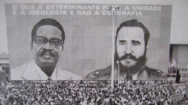 Poster of President Agostinho Neto and Fidel Castro after Angolan independence celebration Poster of President Agostinho Neto and Fidel Castro after Angolan independence celebration