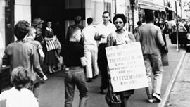 Daisy Bates picketing in Little Rock