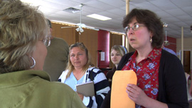 Beverly May meets with Mud Creek residents.