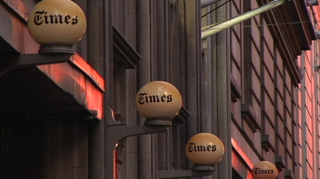 Outside the offices of the New York Times