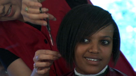 Weynshet gets a haircut