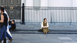A sister sitting alone