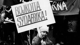 Boycott South Africa demonstration in Stockholm, Sweden, 1985