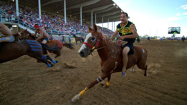 Narcis Reevis in the middle of the action during an intermediate heat of the Championships.