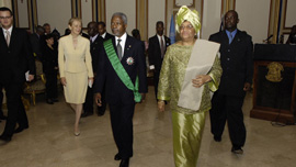 President of Liberia Ellen Johnson Sirleaf with the President of South Africa Thabo Mbeki