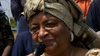 President of Liberia Ellen Johnson Sirleaf on the mic