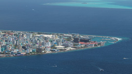 Aerial photograph of a corner of Male', the capital city of the Maldives