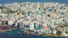 Aerial view showing the density of Male', the capital of the Maldives