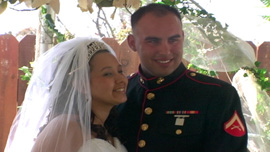 Erica and Alex Garcia pose for their wedding portrait
