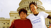 Garment worker Maura and organizer Joann in front of the US Capitol 