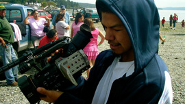 Nick Clark filming at the clambake