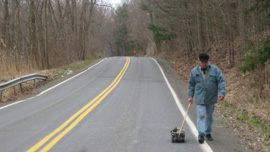 Mark Hogancamp putting wear on the jeep's tires