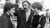 Jason Miller, writer William Peter Blatty, and Ellen Burstyn on the set of The Exorcist 