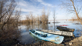 Fishermen boats on the Danube River Fishermen boats on the Danube River