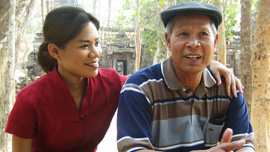 Socheata Poeuv with her father Nin Poeuv at Angkor Wat