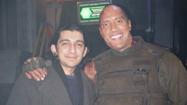 Muthana Mohmed and Dwayne "The Rock" Johnson on the set of DOOM in Prague 