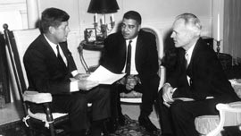 John F. Kennedy , Whitney Young, and Henry Steeger in the Oval Office   