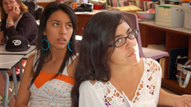 Crystal and Pricila in their Latino Literature class at Tucson High