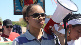 Mexican American/Raza studies student Mariah at an immigrants rights rally in Phoenix, Arizona