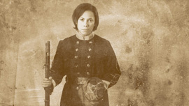 Under the alias of Harry Buford, Loreta Velazquez (Romi Dias) passed as a confederate soldier 