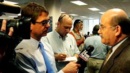 Don speaks with the media in between SBOE History/Social Studies TEKS deliberations.