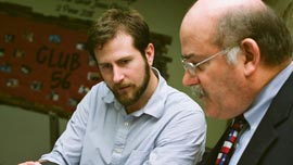 Scott Thurman and Don McLeroy in conversation after Don's Sunday school class