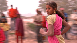 Kajol, 11-year-old child laborer and budding activist, running