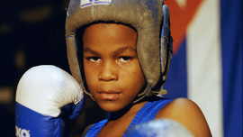 Santos Urguelles with boxing gloves Santos Urguelles with boxing gloves