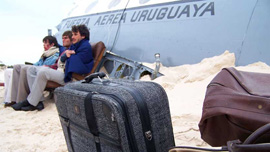 Production still from the set of the fiction sequences