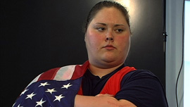 Cheryl poses for media after making the 2008 Olympic Team at the Team Trials in Atlanta, Georgia