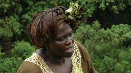 Maathai plants a tree in the Aberdare Forest, Kenya