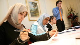 Team Qatar cheer at the London Eye