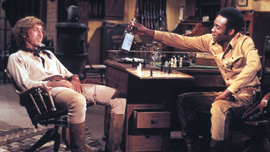 Gene Wilder (as Jim, the Waco Kid) and Cleavon Little (as Bart) from Blazing Saddles (1974)