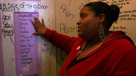 Pearl shows how she deals with reality "on the other side of the door"