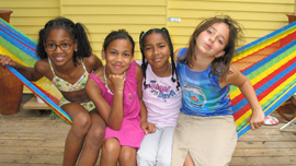 Girl scouts Mikalea, Ashley, Jasmine and Jessica during an outing.