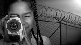 Girl Scout Jasmine filming during the making of TROOP 1500