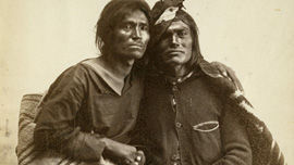 Historic photo of Navajo couple from the collection of the Museum of New Mexico, 1866 
