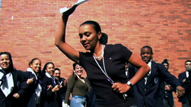 Students and staff celebrate spring weather in school courtyard