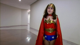 Nine-year old, Katie, dressed as Wonder Woman