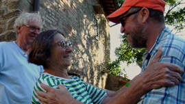 George, Betty and Charlie Woodman at the Woodman studio in Antella, Italy