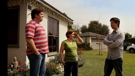 Tom Xia visits his neighbors Evelyn and Tim Jones