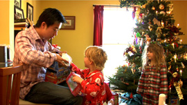 Tom Xia's first Christmas at the Jones home, with Finley and Tessa
