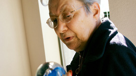 Lee with a glass ball