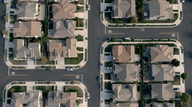 Drone footage of neighborhood 